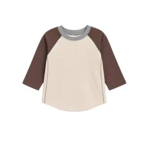 Colored Organics Louie Baseball Tee in Ivory/Chestnut