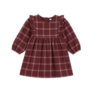 Colored Organics Celyn Flannel Ruffle Long Sleeve Dress Pomegranate Plaid Colored Organics Celyn Flannel Ruffle Long Sleeve Dress Pomegranate Plaid